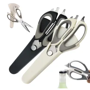 Duty 9-Inch Kitchen Shears with Magnetic Holder & Bottle Opener - All-Purpose Detachable Serrated Blades