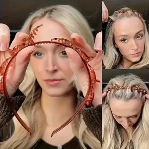 Vintage Braided Hairband Clip with Hair Block, Multi-Layer Hollow Design, Plastic Hair Accessory, Comfortable Wear, Hair Clip Top Clip, Hairpin, Headband