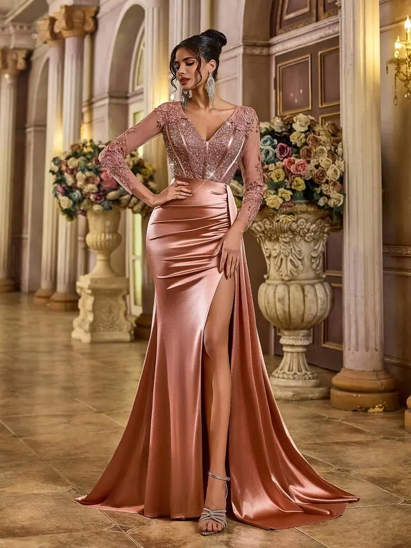 white christmas dresses Jewel Long Sleeves Open Back White Wedding Guest Dress, White / L main image 1