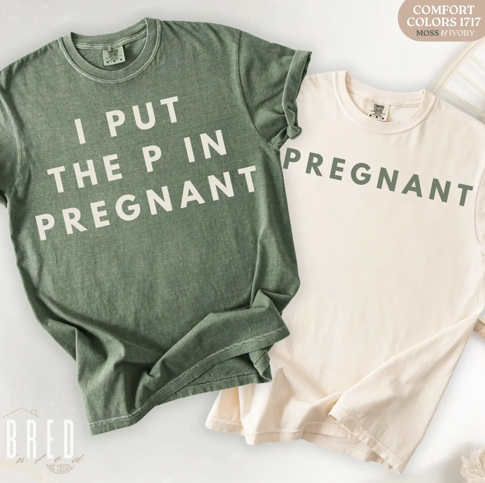 Comfort Colors Matching Pregnancy Announcement Shirts, I Put The P In Pregnant Shirt, Couples Pregnancy Shirts, Funny Expecting Parents Tee, Baby Announcement Tee