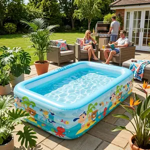 Upgraded and thickened four-layer inflatable swimming pool (118.1x68.9x26in) for home use, perfect for a summer water park. Suitable for backyards, gardens, balconies, and outdoor settings. A top choice for summer gifts.