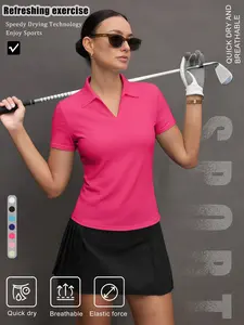 Women's Sporty Polo Shirt, Moisture-Wicking Breathable Comfort Short Sleeve Top, Ideal for Golf Baseball Tennis Activities