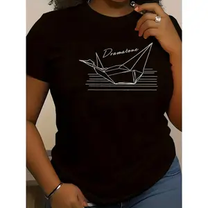 Women's 100% Cotton Short-Sleeve Round Neck Loose T-Shirt - Unisex Dramione Fanfiction Paper Crane Digital Print Top for Book Lovers