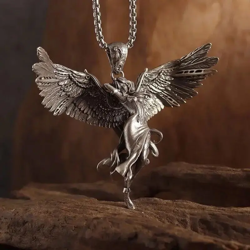 Vintage Angel Goddess Necklace Pendant T-shirt Chain Summer Necklace Valentine's Day Gift