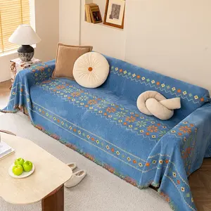 Bohemian Style Chenille Sofa Cover, Sofa Couch Protector, Anti-Stain, Breathable, Comfortable, Pet Friendly, All Seasons Use, Room Decoration, High-end Jacquard, Machine Washable Slipcover
