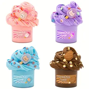 Ice Cream Cone Design Slime, 1/4 Boxes Stretchy Super Soft Sludge Stress Relief Squishy and Non-sticky Charms Polymer DIY Making Scented Slime, Unique Slime Experience Party Favors Birthday Gifts