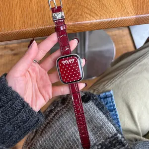 Minimalist Fashion Leather Watch Band Replacement, Adjustable Crocodile Pattern Strap for Apple Watch S11-S3, Fits 49mm-38mm, Smart Watch Straps