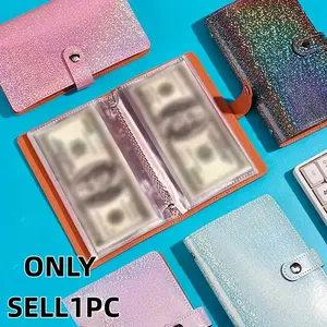 A6 Large Capacity Storage Book, PU Leather Money Box, 50 Pages, Holds 100 Bills, Monthly Bill Organizer, Waterproof, Bright Colors, Snap Closure