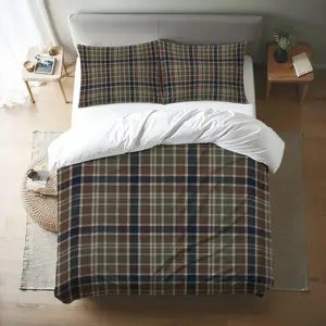 Plaid Bedding Queen Duvet Cover Set  with 2 Pillowcases for all-season comfort, with a hidden zipper