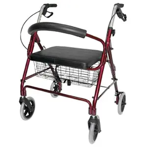 Mabis 501-1029-0700 Lightweight Extra Wide Heavy Duty Aluminum Rollator - Burgundy