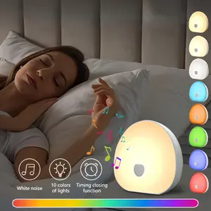 Portable Adjustable LED Night Light with Noise Cancelling Machine and Sleep Timer, USB Rechargeable Bedside Lamp, 1200mah Battery Powered