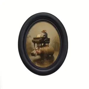 Vintage Art Style Dog Playing Piano Wall Decor, Perfect for Halloween Christmas Thanksgiving Home Office Decoration, Room Accent, Wooden Wall Art