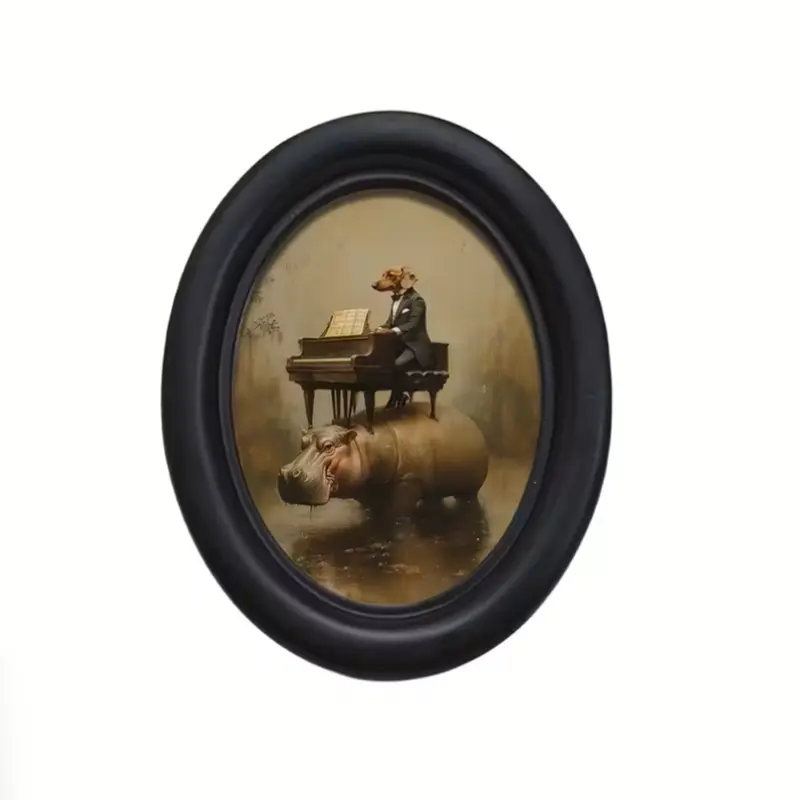 Vintage Art Style Dog Playing Piano Wall Decor, Perfect for Halloween Christmas Thanksgiving Home Office Decoration, Room Accent, Decorative Wall Art, Wooden Wall Art