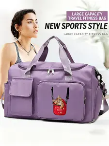 Cat Lover Pattern Multifunctional Handbag, Large Capacity Lightweight Crossbody Bag with Independent Shoe Compartment. Stylish & Durable Strap, Ideal for Sports, Fitness, Travel & Daily Use, Perfect Festival Gift