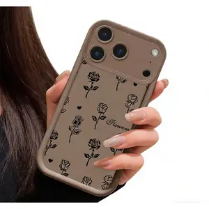 Elegant Black Rose Pattern Phone Case for iPhone 17 Pro Max/16 Pro Max/15 Pro/14/13/12/11 Series, Premium Slim Shockproof Lightweight Protective Cover