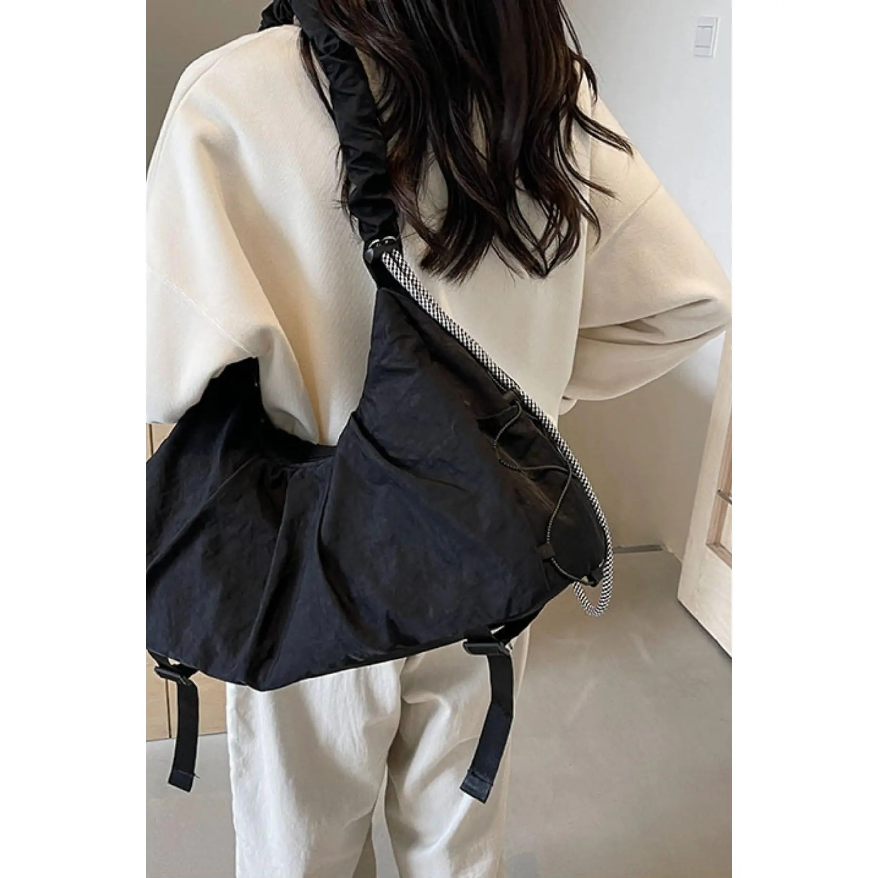 Drawstring Strap Ruched Crossbody Bag