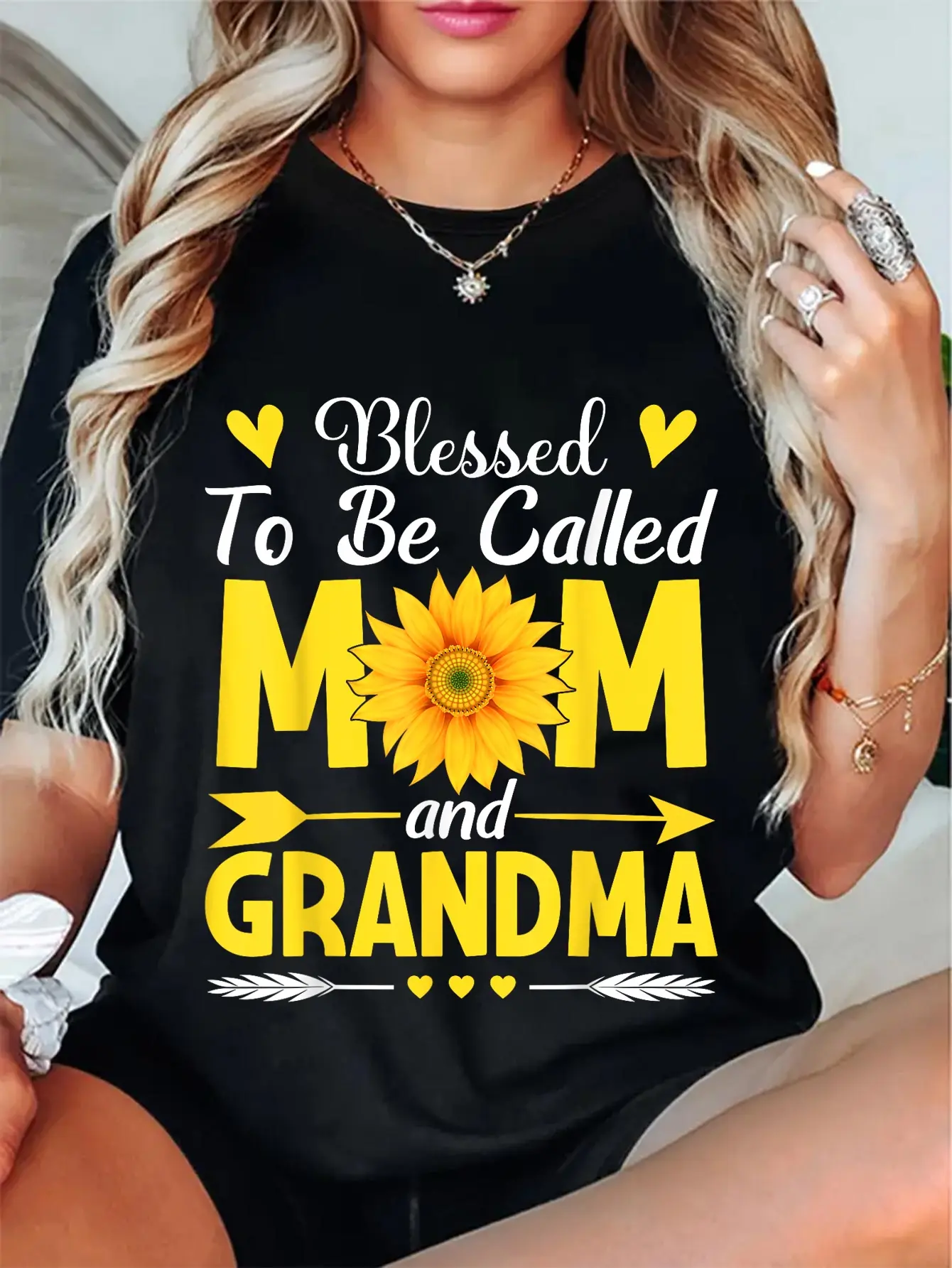 100% Cotton Blessed To Be Called Mom And Grandma Cool Mother's Day Mom T-Shirt