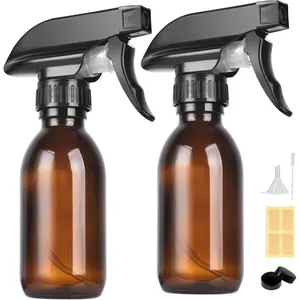 4 oz  Glass  Bottles - 2 Pack Empty Refillable Bottle for Cleaning Solutions,Hair Care,Essential Oils,  - Durable Nozzle,with Labels &Funnel, Dropper