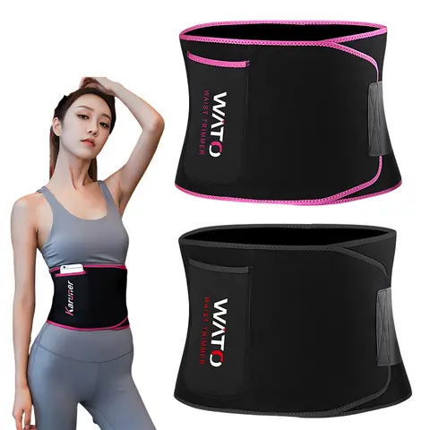 Women's & Men's Fitness Waist Trainer Waist Trimmer Cincher - Neoprene Workout Accessories, Adjustable Strap Workout Exercise Waistband for High Intensity Training, 3 Sizes, Black/Pink
