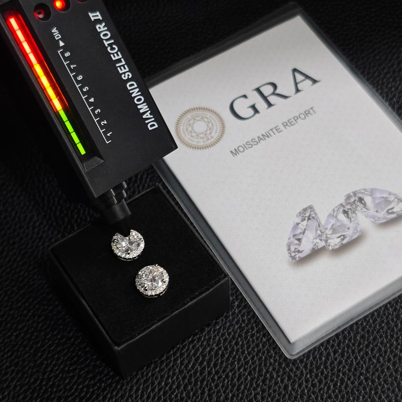 Delzzad 18k Gold-Plated Halo Stud Earrings Lab-Created Moissanite Earring S925 Sterling Silver Moissanite Jewelry Perfect Birthday Mother’s Day Christmas Gift for Men Women Wedding Set