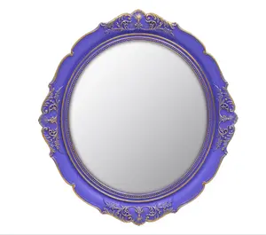 Vintage Oval Wall Mirror – Pink Purple Frame, Shabby Chic Style, Elegant Accent, Wall Mounted Decor
