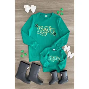 Mom & Me - "Lucky" Green Chenille Patch Top