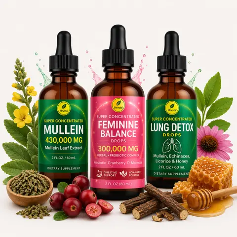 Mullein Leaf Drops Concentrated Botanical Bundle - 2 Fl Oz Bottles, 430kmg Strength Natural Healthcare Supplement, Daily Dietary Supplement for Lung Detox & Immune Nourishment