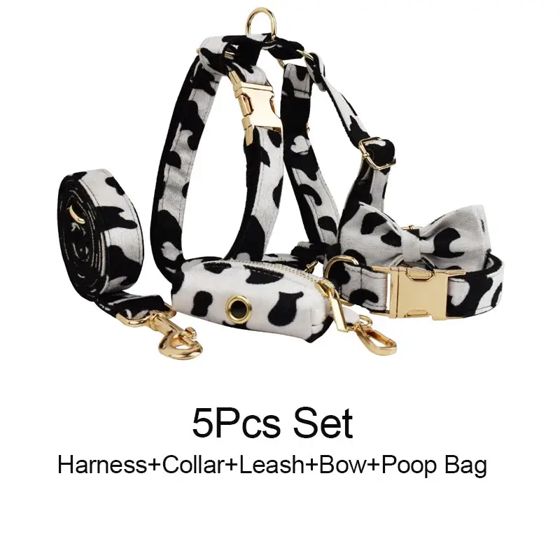 collar bow leash harness poo bag