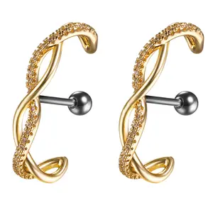 OIDEA Cartilage Ear Studs CZ Cubic Zirconia Helix Piercing Jewelry 316L Stainless Steel Post for Women
