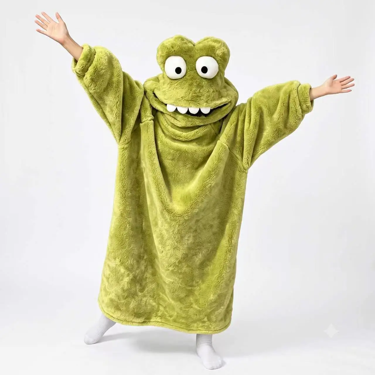 Frog Plush Onesie Coral Fleece Thick Warm Soft Cute Pajamas Homewear Sleepwear