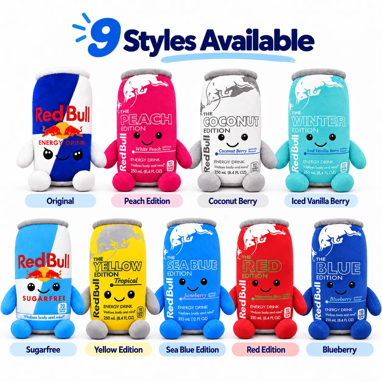 Energy Drink-Inspired Can Plush Toy, 9 Styles, 8.7 in Soft Stuffed Doll, Cute Desk & Bedroom Decor, Sold Individually