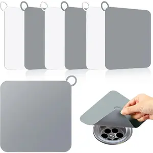 6 Pcs Shower Drain Cover for Bathroom, Kitchen, Laundry-Floor Drain Cover to Keep Bugs Out, Silicone Tub Stopper, Sewer Anti-Odor Mat, Deodorizing Plugs (Grey and White, 5.79 x 5.79 Inch)