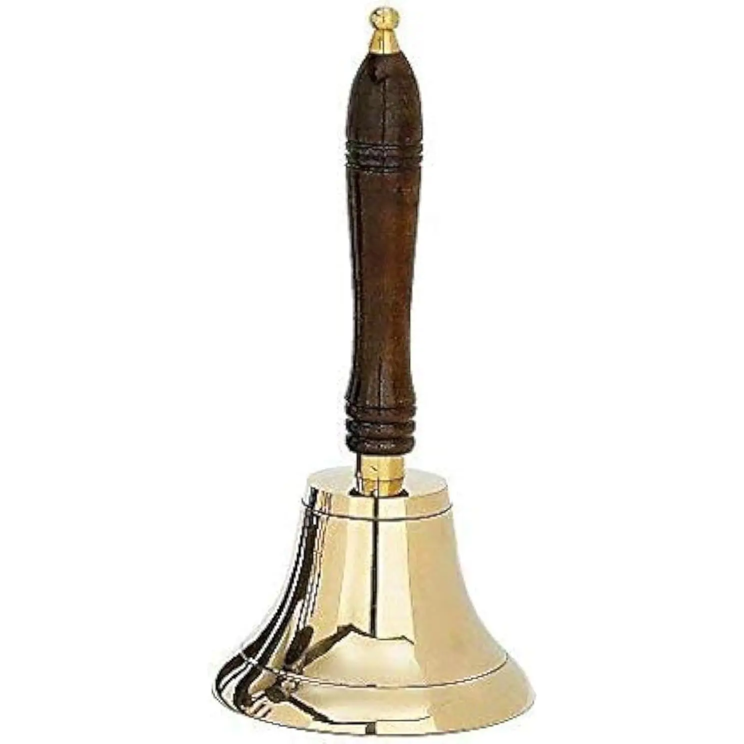 Large & Heavy Solid Brass Loud Hand Call Bell for Weddings, Christmas, School 11"(H) 5"(D) Polished Brass by