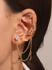 Tiktok Trendy Ear Cuff Set, Butterfly Moon Ear Bone Clips, No Piercing Required, Y2K Stackable Earrings, Fashion Accessory