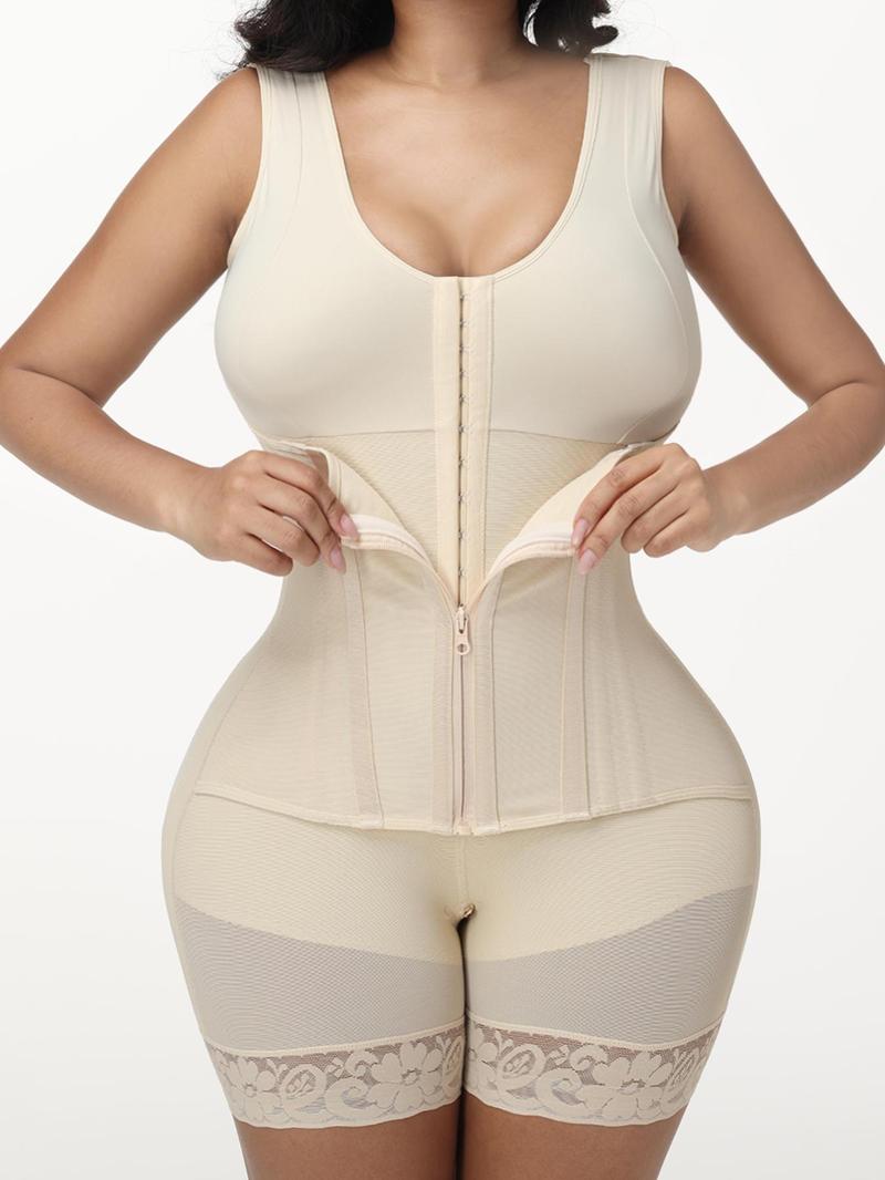 LUXSEREN Women Tummy Control V-Neck Full Body Shaper Butt Lifter with Zipper Crotch,One-Piece shepawear,comfortable wireless breast lift design Shapewear Womenswear