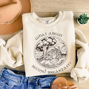 Second Breakfast Sweatshirt Fantasy Meme Bookish Fandom Merch Ringer Light Academia The Shire Shirt Halloween Booknerd Bookworm Film Clothes