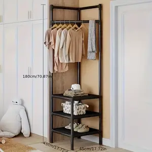 Corner Coat Rack Multi-Layer Installation Coat Rack Hanger Bedroom Coat Rack Lower Hanger Corner Coat Rack Floor-Standing Rack