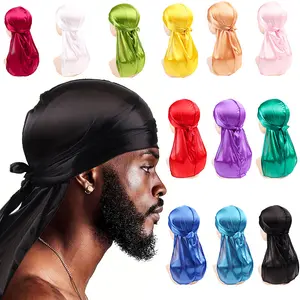 5Pcs/Pack Men's Street Hip-hop Simulation Silk Pirate Hat Cloak Long Tail Hat, High Elasticity Street Dance Strap Headband Hat