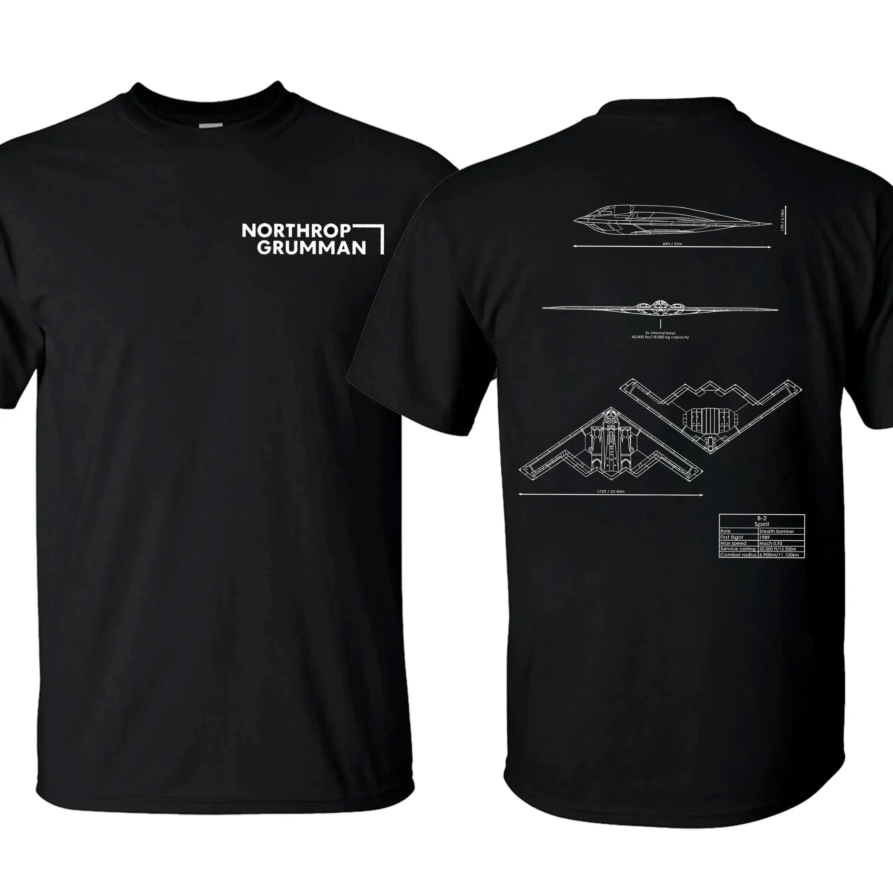 DOMINIAN B2 Spirit Blueprint T-Shirt/Hoodie Vintage Northrop Grumman Stealth Bomber Graphic Tee Military Enthusiast Streetwear Clothing Gift for Men Breathable Printing