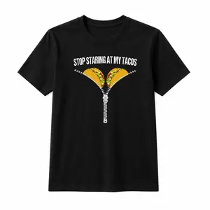Stop Staring at My Tacos Women’s Cotton Graphic T-Shirt, Funny Taco Zipper Novelty Tee,Cinco De Mayo Tshirt,S-5XL oversized tshirt,cotton tees