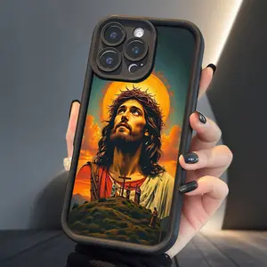 Divine Light of Jesus Case for iPhone 17 Air 16 16e 15 14 13 12 11 Pro Max Plus X XS Soft Matte TPU Armor Lens Protection Rugged Phone Back Cover Shockproof Drop Protection