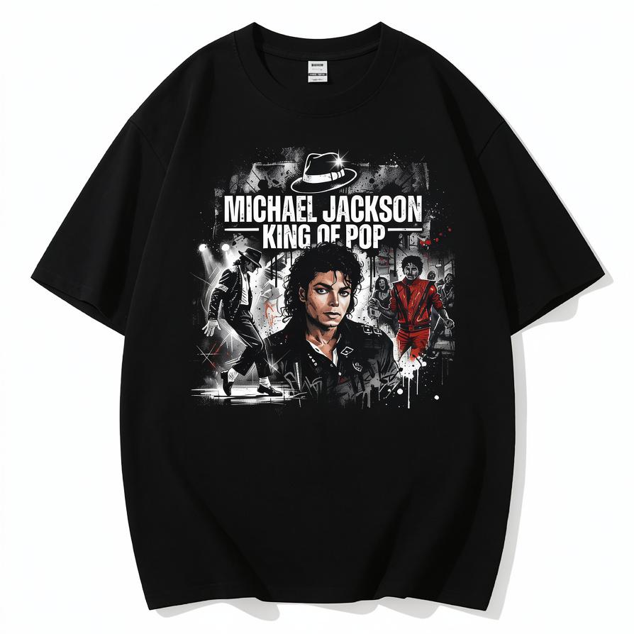 Michael Jackson King Of Pop Halftone Graphic T-Shirt Design Suitable For Black Apparel