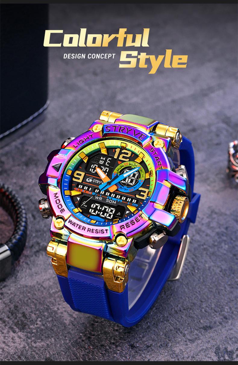 【Holiday Haul】Men's Colorful Punk Style Quartz Watch, Multi.Functional Waterproof Dual Display Wristwatch, TrendyFashion Sport Watch, Birthday Gift with Gift Boxfashionable wristwatch multifunctional men 【Holiday Haul】Men's Colorful Punk Style Quartz Watch, Multi.Functional Waterproof Dual Display Wristwatch, TrendyFashion Sport Watch, Birthday Gift with Gift Boxfashionable wristwatch multifunctional men