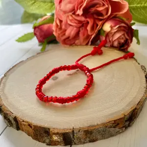 Baby protection Bracelet with Knots and Beads - Red Cord Design Accessory