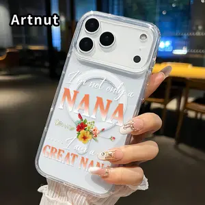 Nana Floral Tribute Pattern Magnetic Phone Case for iPhone 17 16  Pro Max Plus 15 14 13 12 11 Air E Non-Yellowing Clear Crystal Drop-proof Slim Silicone Shockproof Transparent Acrylic Large Hole Cover Supports Wireless Charging
