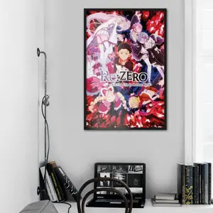 (Poster) Poster Re Zero Key Art, Poster Anime Vintage Wall Art, Gift for Maang Fans