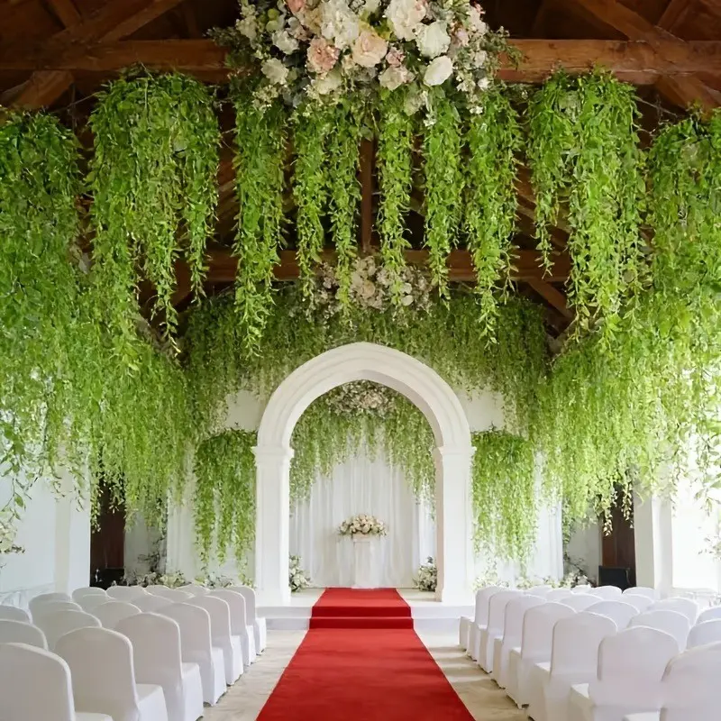 314.96-inch 8pcs Artificial Weeping Willow Hanging Decor, Decorative Fake Plants, Plastic Plant with Green Leaves and Vine, UV Resistant, Spring/Summer Decoration, Dangling Design, for Outdoor/Indoor Hanging