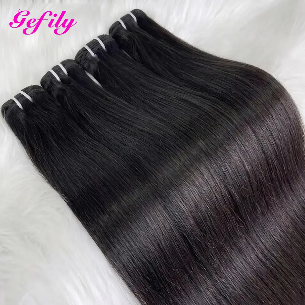 Gefily Vietnamese Bone Straight Human Hair Bundles Brazilian 30 40 Inches 100% Unprocessed Virgin Hair Weave Bundle Double Weft Raw Human Hair 1/3/4 PCS Hair Extensions Bundles 16 18 20 22 24 26 28 30 inches
