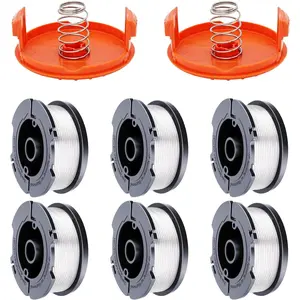 AF-100 Weed Eater Spool 6+2 Pack 30ft 0.065'' Line String Trimmer Replacement Spool for  AF+100 String Trimmers, (6 Replacement Spool, 2 Trimmer Cap, 2 Pack Spring)
