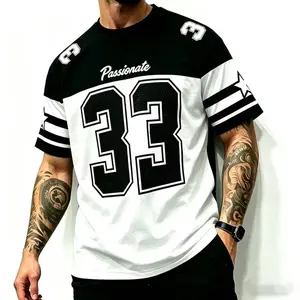 Men's Casual Round Neck Short Sleeve T-Shir 3D Star Number Print Football Jersey  Fitted All Seasons Sports Shirt  Sporty Long Fitted Tee, Jersey Shirts